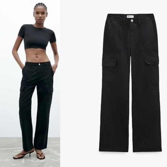 Zara High Rise Cargo Pants - Picture 1 of 5